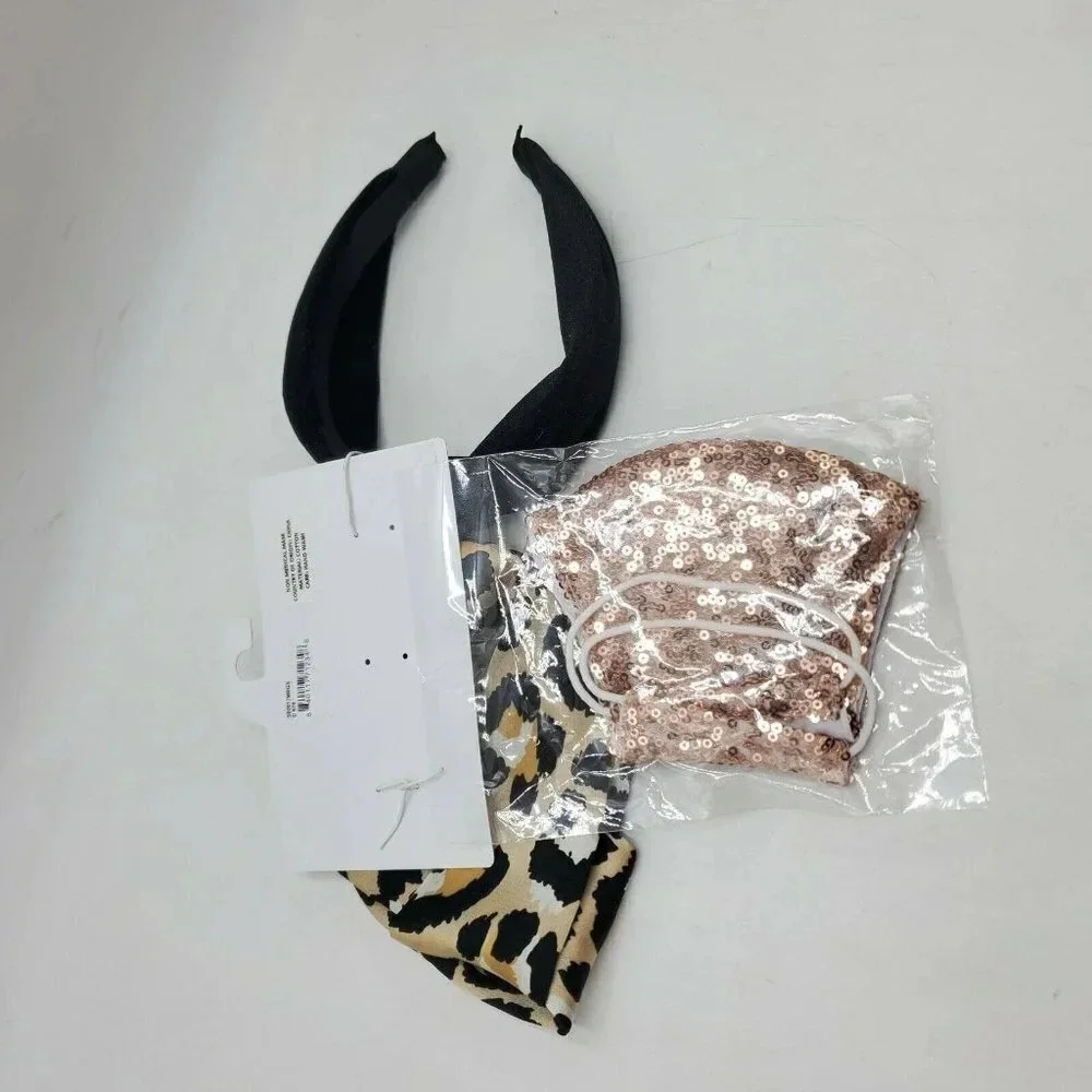 Panacea Metallic Rose‎ Gold Sequined Face Mask Set
